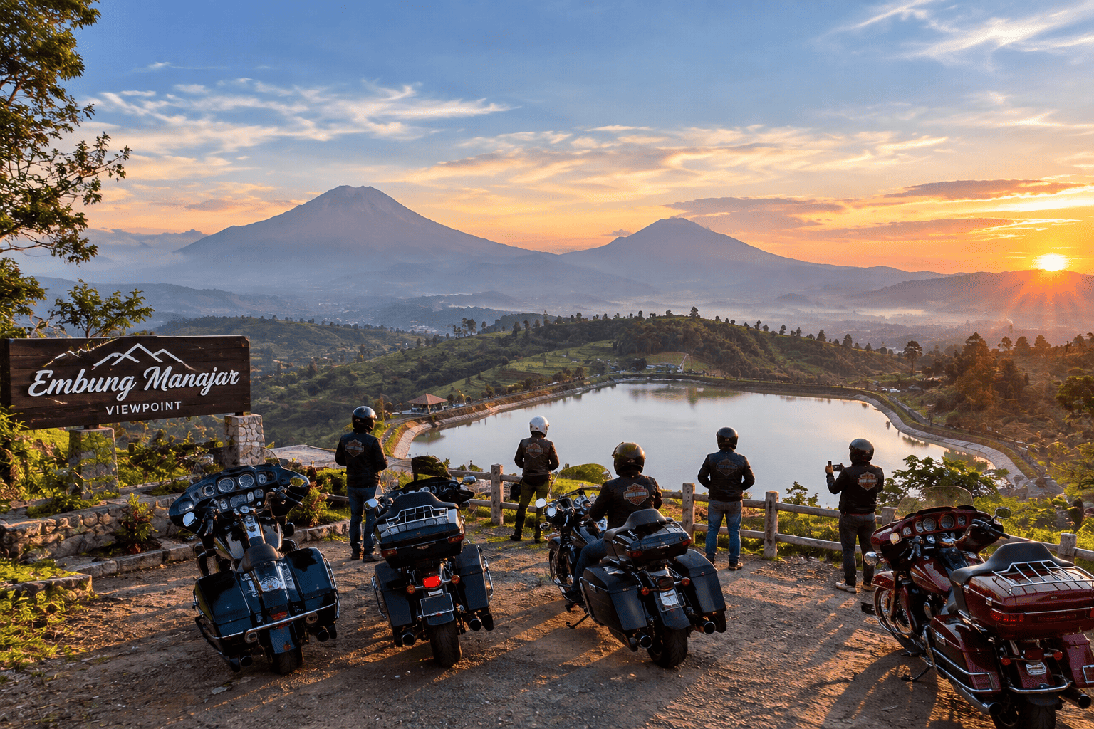 Harley-Davidson touring through a scenic highland road